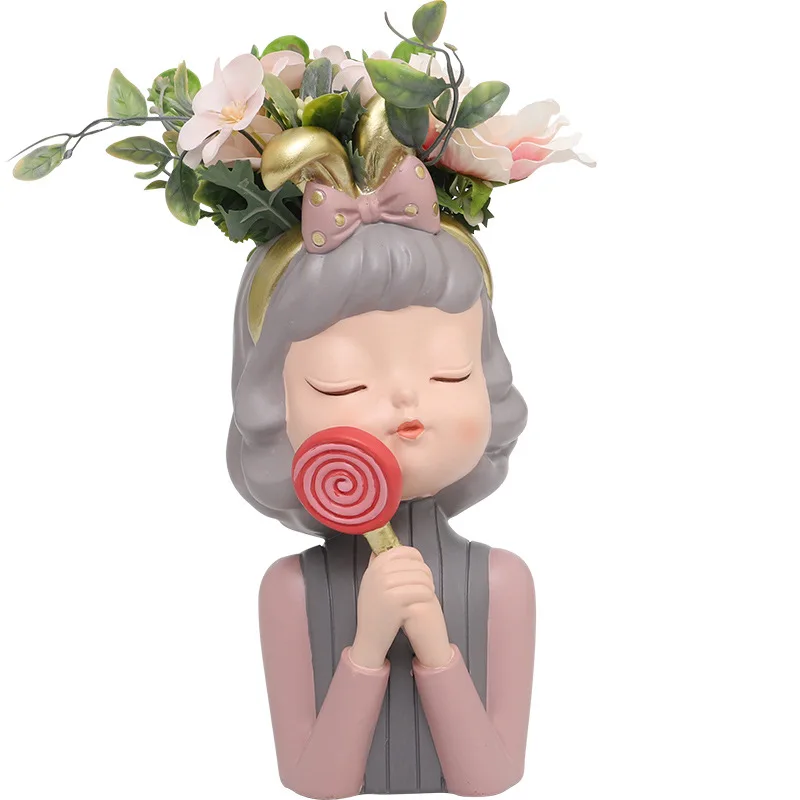 Resin Flower Vase Succulent Pot Art Portrait Planter Vase Sculpture Girl Head Flower Pot Desktop Planters for Indoor Plants
Resin Flower Vase Succulent Pot Art Portrait Planter Vase Sculpture Girl Head Flower Pot Desktop Planters for Indoor Plants