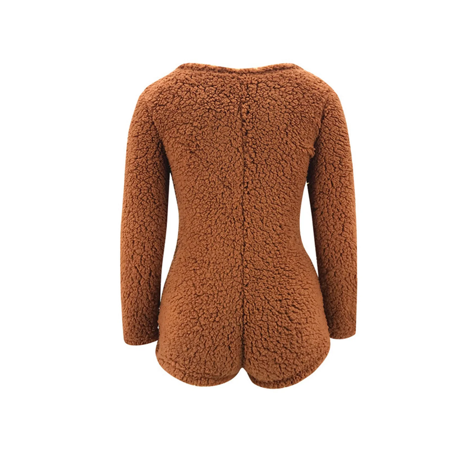 Women Autumn Clothes, Solid-Color Fluffy U-Neck Long-Sleeves Loose Jumpsuit Shorts for Ladies, Brown
Women Autumn Clothes, Solid-Color Fluffy U-Neck Long-Sleeves Loose Jumpsuit Shorts for Ladies, Brown