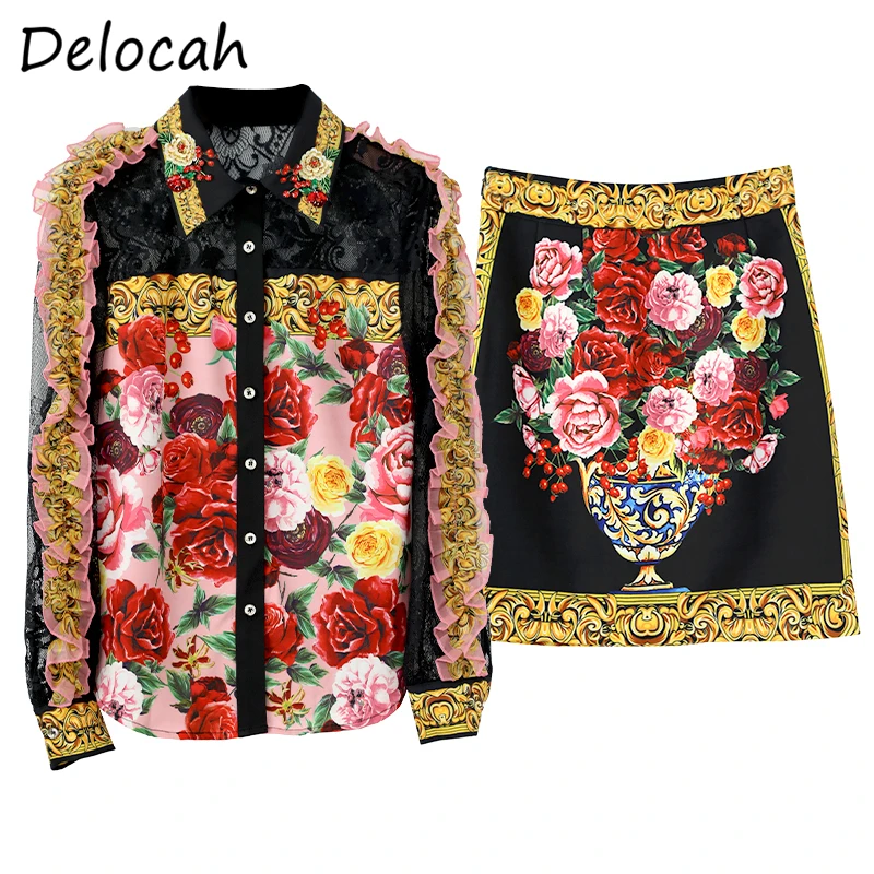 Delocah Summer Women Fashion RunwaySkirt Set Lantern Sleeve Loose Blouses + High Waist Floral Print Skirts 2 TwoPiecesSuits
Delocah Summer Women Fashion RunwaySkirt Set Lantern Sleeve Loose Blouses + High Waist Floral Print Skirts 2 TwoPiecesSuits