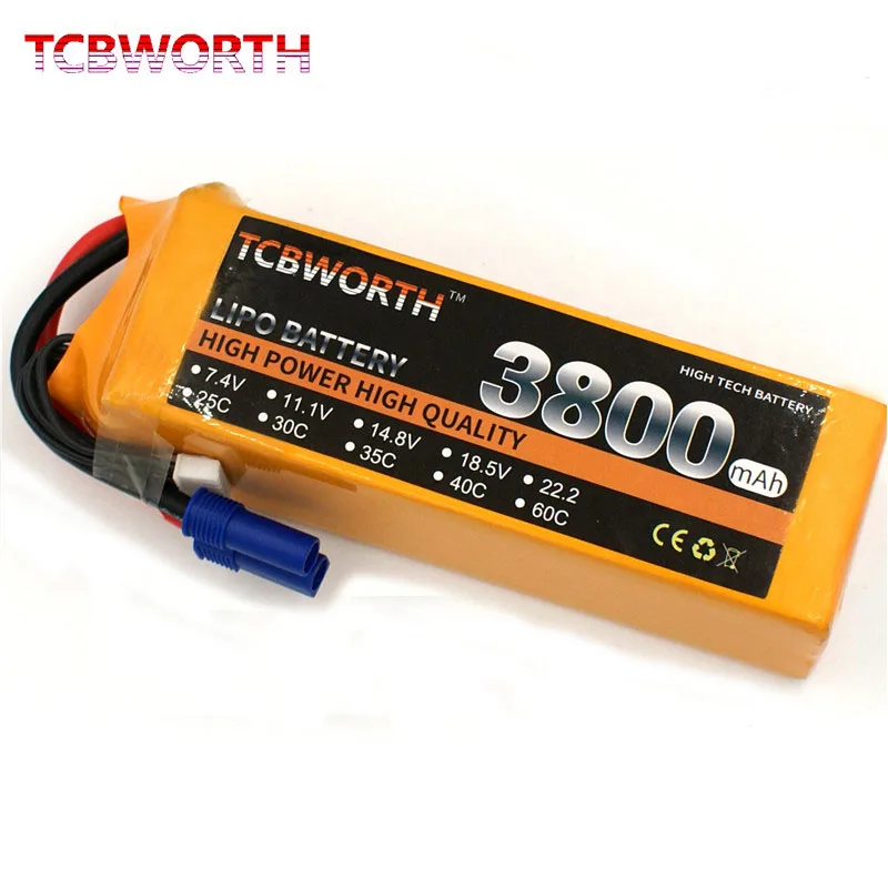 Фото TCBWORTH RC LiPo батарея 4S мощность 14 8 V 3800mAh 40C 80C для самолета вертолета квадрокоптера