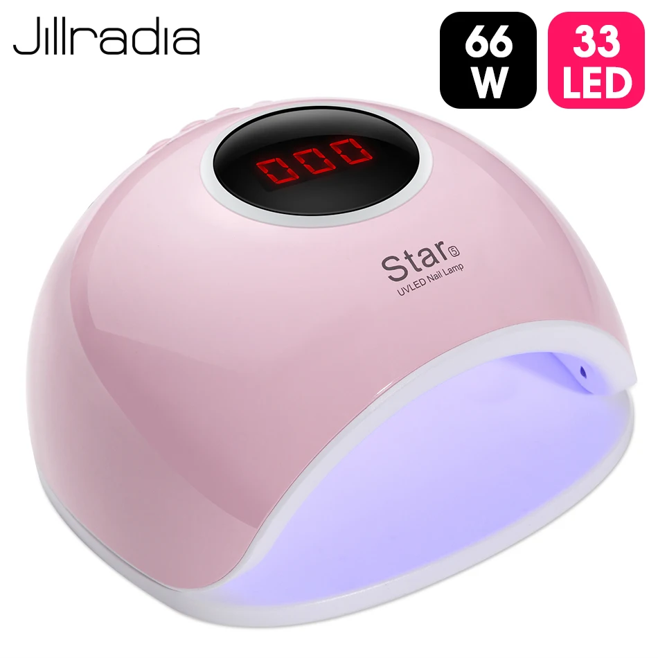 Jillradia УФ светодиодный Сушилка для ногтей 66 Вт лампа сушки гель лака с ЖК дисплеем