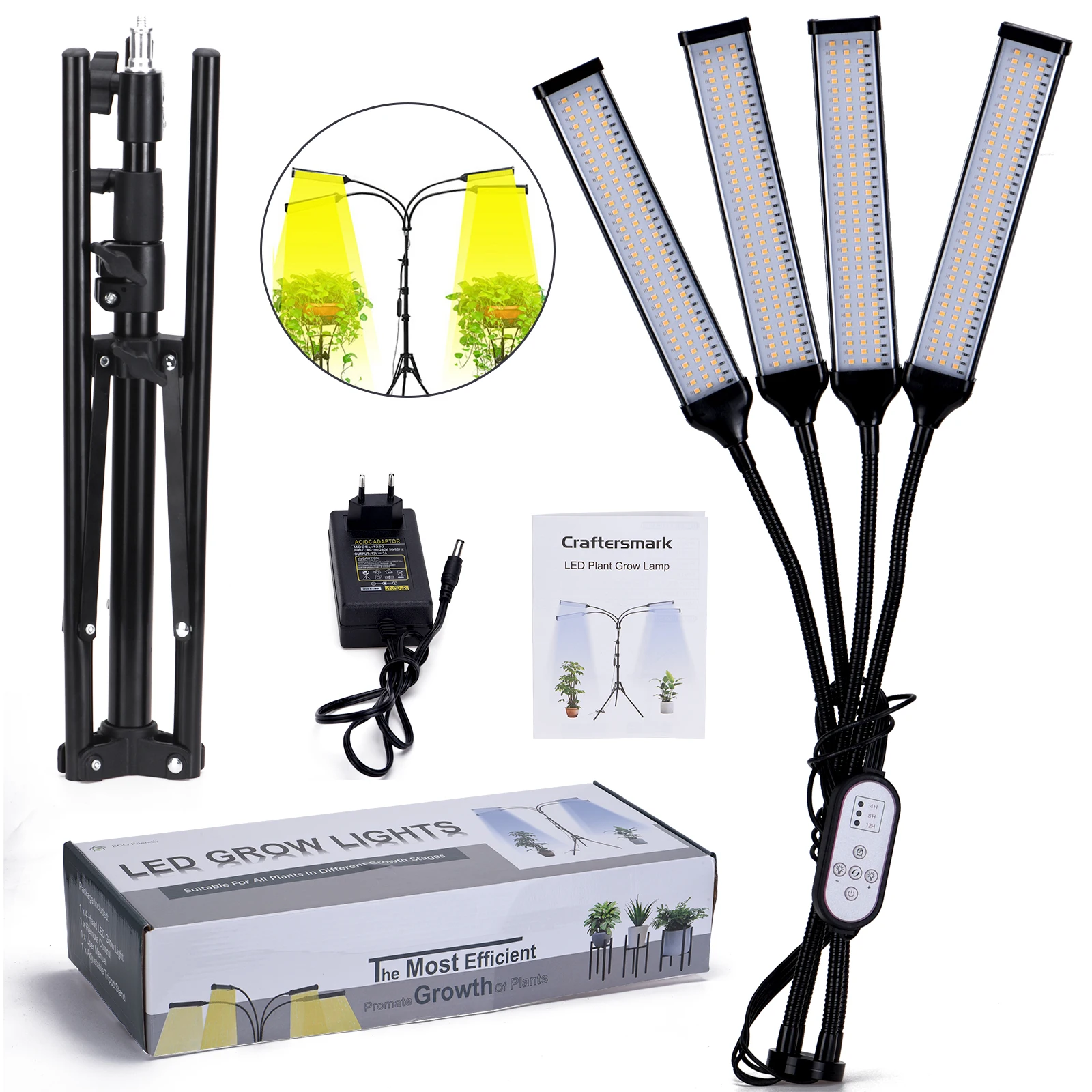 Updated Grow Light with Stand,Full Spectrum 4-Head LED Floor Plant Lamp with Adjustable Tripod and 4/8/12h Timer for Indoor Tall
Updated Grow Light with Stand,Full Spectrum 4-Head LED Floor Plant Lamp with Adjustable Tripod and 4/8/12h Timer for Indoor Tall