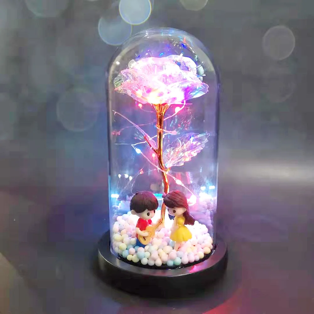 Colorful gold foil rose flower decoration lovers couple toy glass cover valentines day birthday gift toy
Colorful gold foil rose flower decoration lovers couple toy glass cover valentines day birthday gift toy