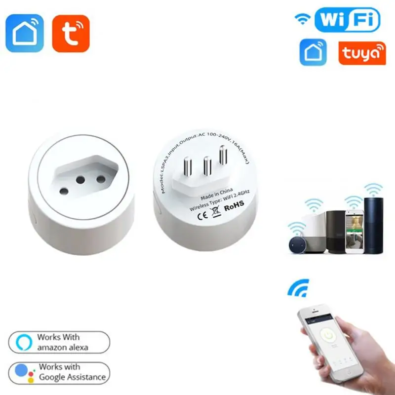 WiFi Smart Plug 16A Brazil Socket Tuya Smart Life APP Work With Alexa Google Home Assistant Voice Control Power Monitor Timing
WiFi Smart Plug 16A Brazil Socket Tuya Smart Life APP Work With Alexa Google Home Assistant Voice Control Power Monitor Timing