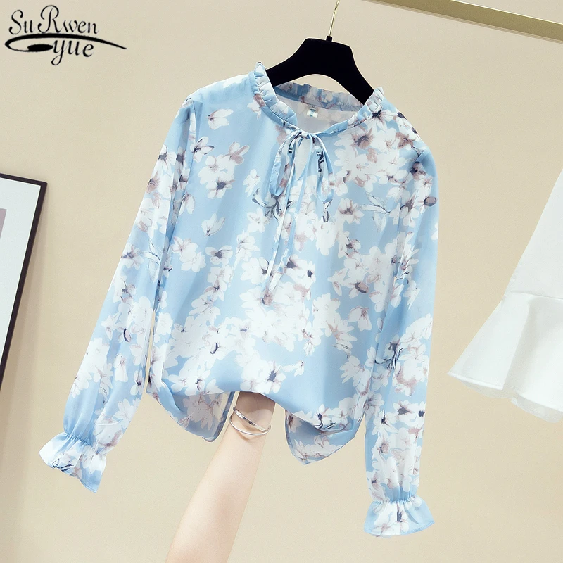 Long Sleeve Women's Shirt All-match Printed Top Female New Autumn Women Clothes Lace-up Floral Chiffon Blouse Pullover 11147
Long Sleeve Women's Shirt All-match Printed Top Female New Autumn Women Clothes Lace-up Floral Chiffon Blouse Pullover 11147