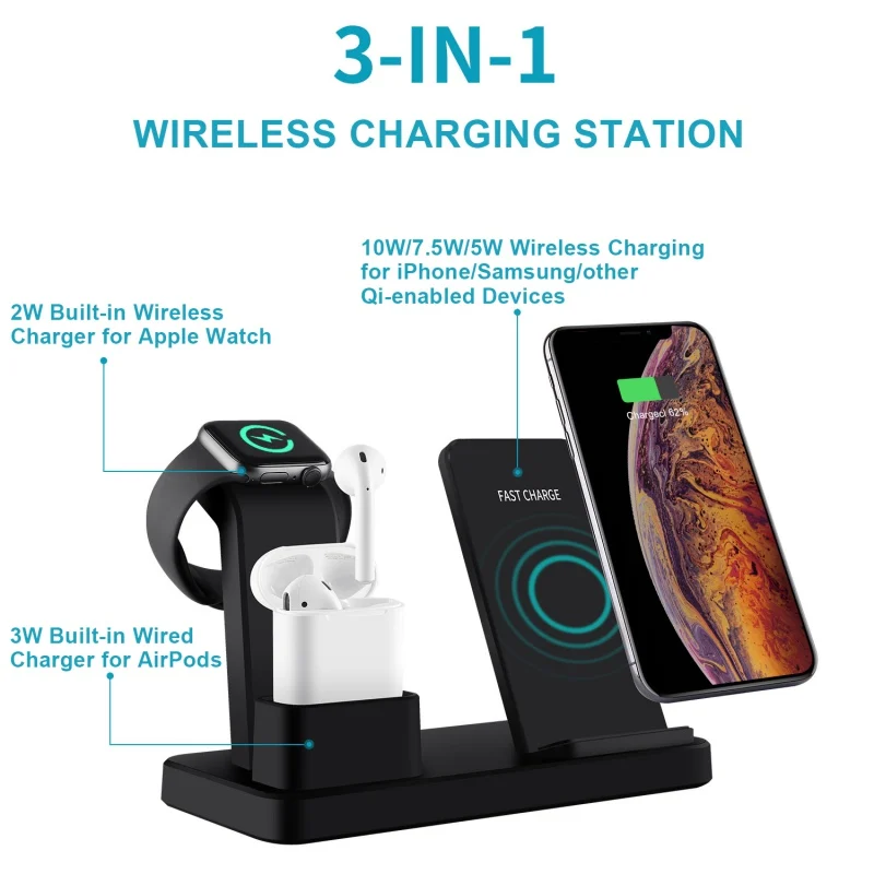 SL- Compatible With Apple Watch Series 5/4/3/2/1 & AirPods new arrival 3 In 1 Wireless Charger Wireless Charging Station
SL- Compatible With Apple Watch Series 5/4/3/2/1 & AirPods new arrival 3 In 1 Wireless Charger Wireless Charging Station