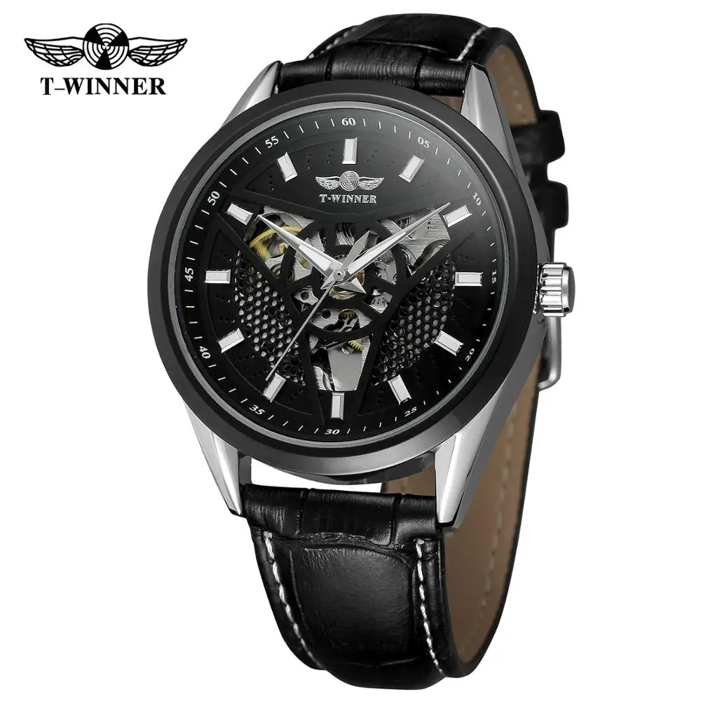 WINNER Trend Fashion Men's Watch Black Dial Black Case Black Leather Strap Hollow Triangle Automatic Mechanical Watch
WINNER Trend Fashion Men's Watch Black Dial Black Case Black Leather Strap Hollow Triangle Automatic Mechanical Watch