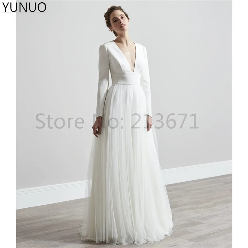 YUNUO Simple A Line Soft Tulle Wedding Dress Long Sleeves Floor Length свадебное платье robe de soirée de mariage
YUNUO Simple A Line Soft Tulle Wedding Dress Long Sleeves Floor Length свадебное платье robe de soirée de mariage
