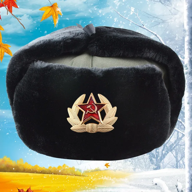 Шапка-ушанка армейские военные шапки мужские зимние шапочки ушанка Chapka Russe Homme Gorro