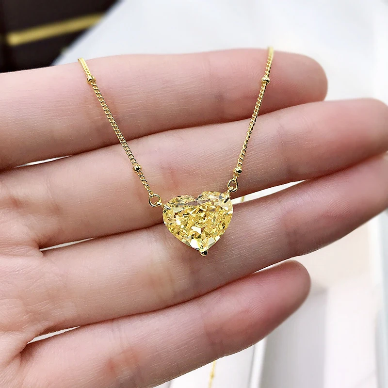 Ожерелье COSYA из серебра 925 пробы с кулоном в виде сердца жёлтого и розового цвета