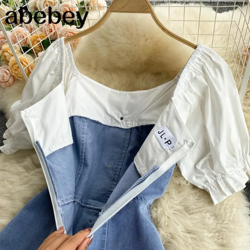 Women Retro Denim Dress Korean Short Sleeve A Line Dresses Summer Fashion Streetwear Short Dress
Women Retro Denim Dress Korean Short Sleeve A Line Dresses Summer Fashion Streetwear Short Dress