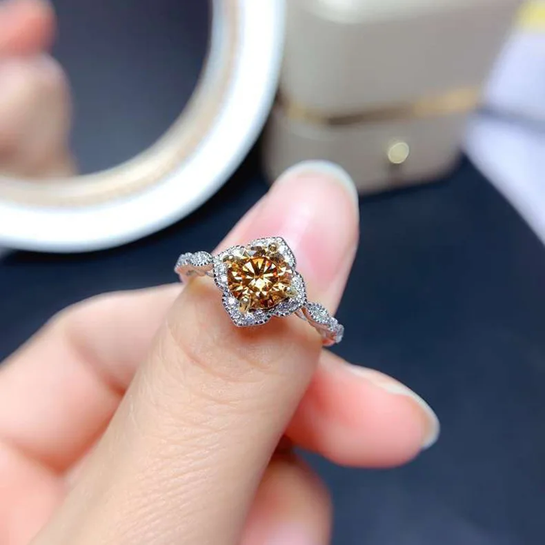 Luxury 925 Sterling Silver Female Champagne Stone Rings Fashion Diamond Finger Rings For Women Wedding Engagement Flower Rings
Luxury 925 Sterling Silver Female Champagne Stone Rings Fashion Diamond Finger Rings For Women Wedding Engagement Flower Rings