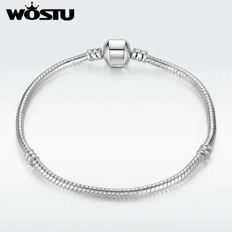 

WOSTU Hot SALE Love Snake Chain Bracelet Fit Original Bracelet Charms Bead Steel Women Fashion Jewelry Gift Size 16-21cm ZBB1104