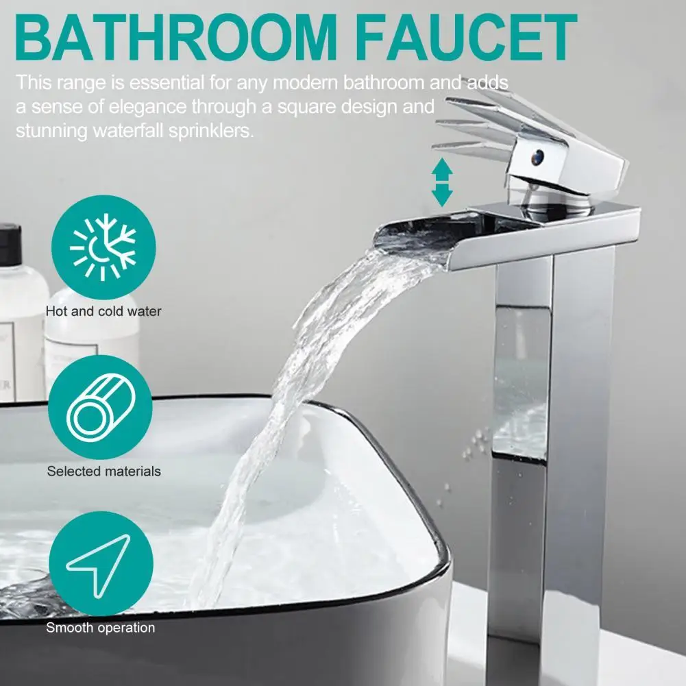 Faucet Waterfall Spout Flow Temperature Control Lift Type Single Handle Mounted Basin Faucet Tall Basin Mixer Tap for Bathroom
Faucet Waterfall Spout Flow Temperature Control Lift Type Single Handle Mounted Basin Faucet Tall Basin Mixer Tap for Bathroom
