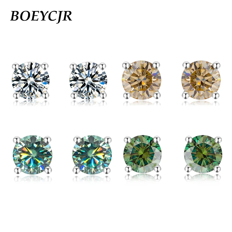 BOEYCJR 925 Classic 4 prongs Silver 0.5/1/2ct blue Moissanite VVS1 Fine Jewelry Diamond Stud Earring for Women Gift
BOEYCJR 925 Classic 4 prongs Silver 0.5/1/2ct blue Moissanite VVS1 Fine Jewelry Diamond Stud Earring for Women Gift