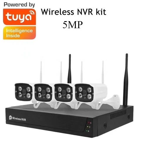 Система видеонаблюдения Tuya Smart Life, 4 канала, 5 МП, FHD, NVR, беспроводная, Wi-Fi, камера охранной системы видеонаблюдения