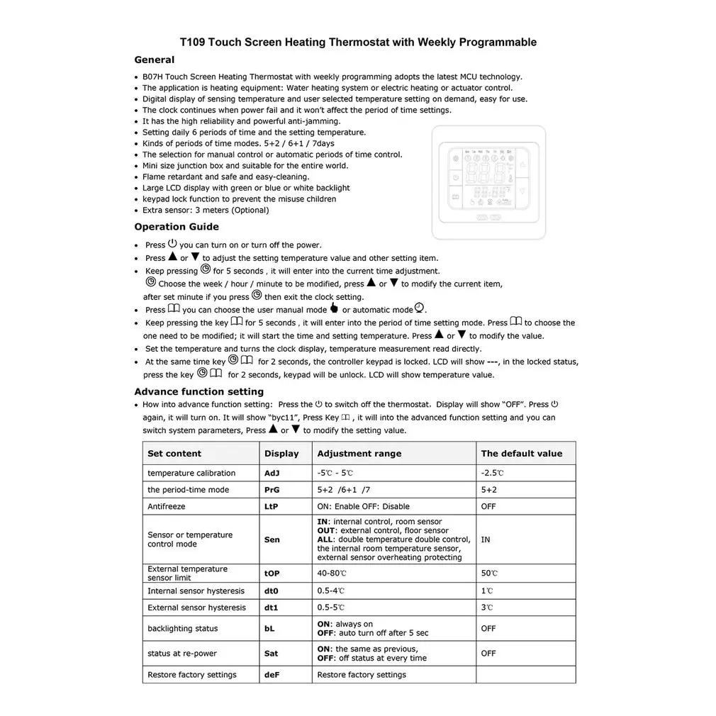 Thermoregulator Screen Heating Thermostat for Warm Floor Electric Heating System Temperature Controller With Kid Lock
Thermoregulator Screen Heating Thermostat for Warm Floor Electric Heating System Temperature Controller With Kid Lock