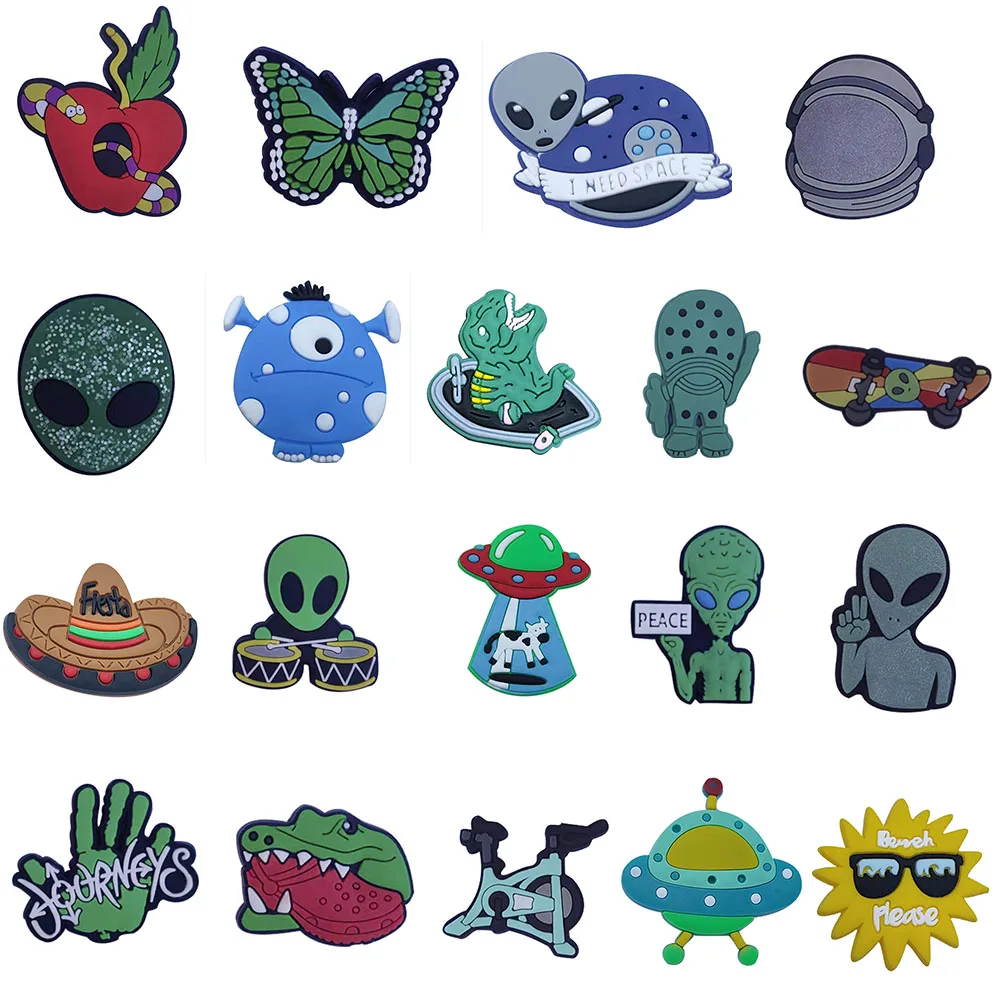 

Mix 50PCS PVC Cartoon Fridge Magnetic Sticker UFO Sun Apple Snake Butterfly Bicycle Alien Skateboard Refrigerator Magnets Kid