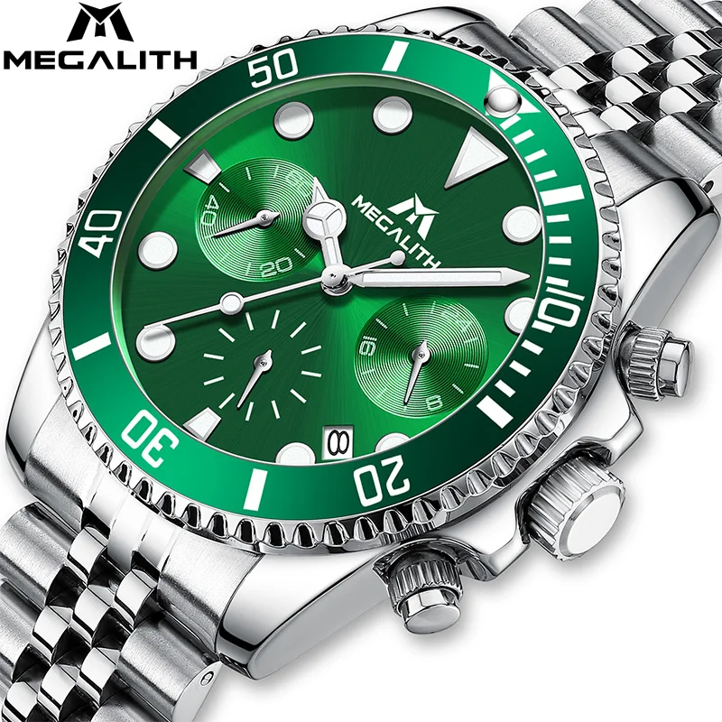 MEGALITH Quartz Men Watches 2021 Luxury Designer Watch Fashion Stainless Steel Waterproof Sport Stopwatch Calendar Clock Man
MEGALITH Quartz Men Watches 2021 Luxury Designer Watch Fashion Stainless Steel Waterproof Sport Stopwatch Calendar Clock Man