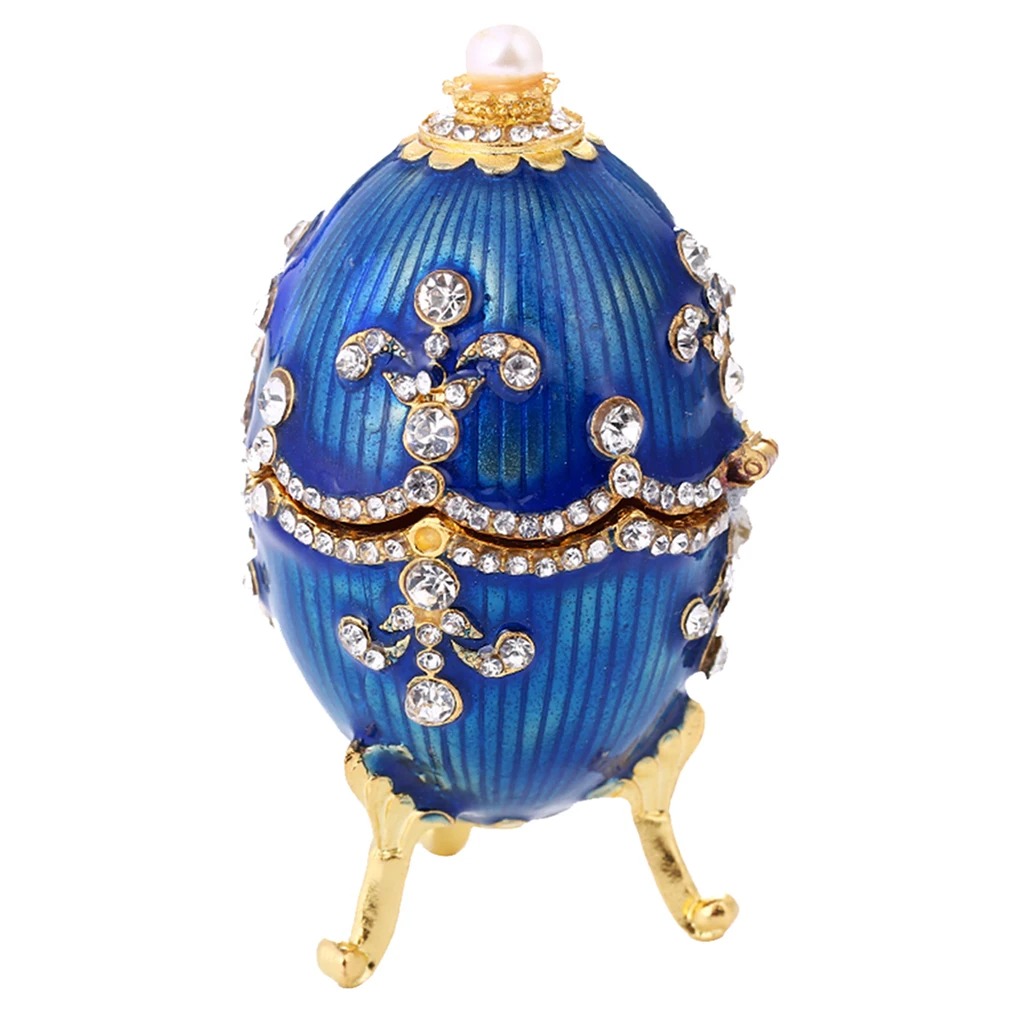 Hand- Painted Classic Vintage Style Easter Egg with Enamel and Sparkling Rhinestones Jewelry Trinket Box - Blue
Hand- Painted Classic Vintage Style Easter Egg with Enamel and Sparkling Rhinestones Jewelry Trinket Box - Blue