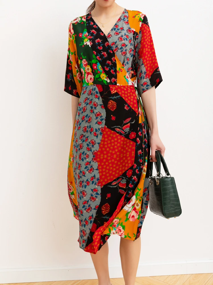 SHUCHAN Women Dress Indie Folk 100% Natural Silk Mid-Calf V-Neck Summer Dresses for Women Party Clothing Women
SHUCHAN Women Dress Indie Folk 100% Natural Silk Mid-Calf V-Neck Summer Dresses for Women Party Clothing Women