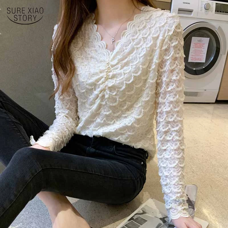 Casual V-neck Elegant Sexy Lace Women Blouse Autumn Korean Vintage all-match Top 2021 Office Lady Long Sleeve Shirt Blusas 11379
Casual V-neck Elegant Sexy Lace Women Blouse Autumn Korean Vintage all-match Top 2021 Office Lady Long Sleeve Shirt Blusas 11379