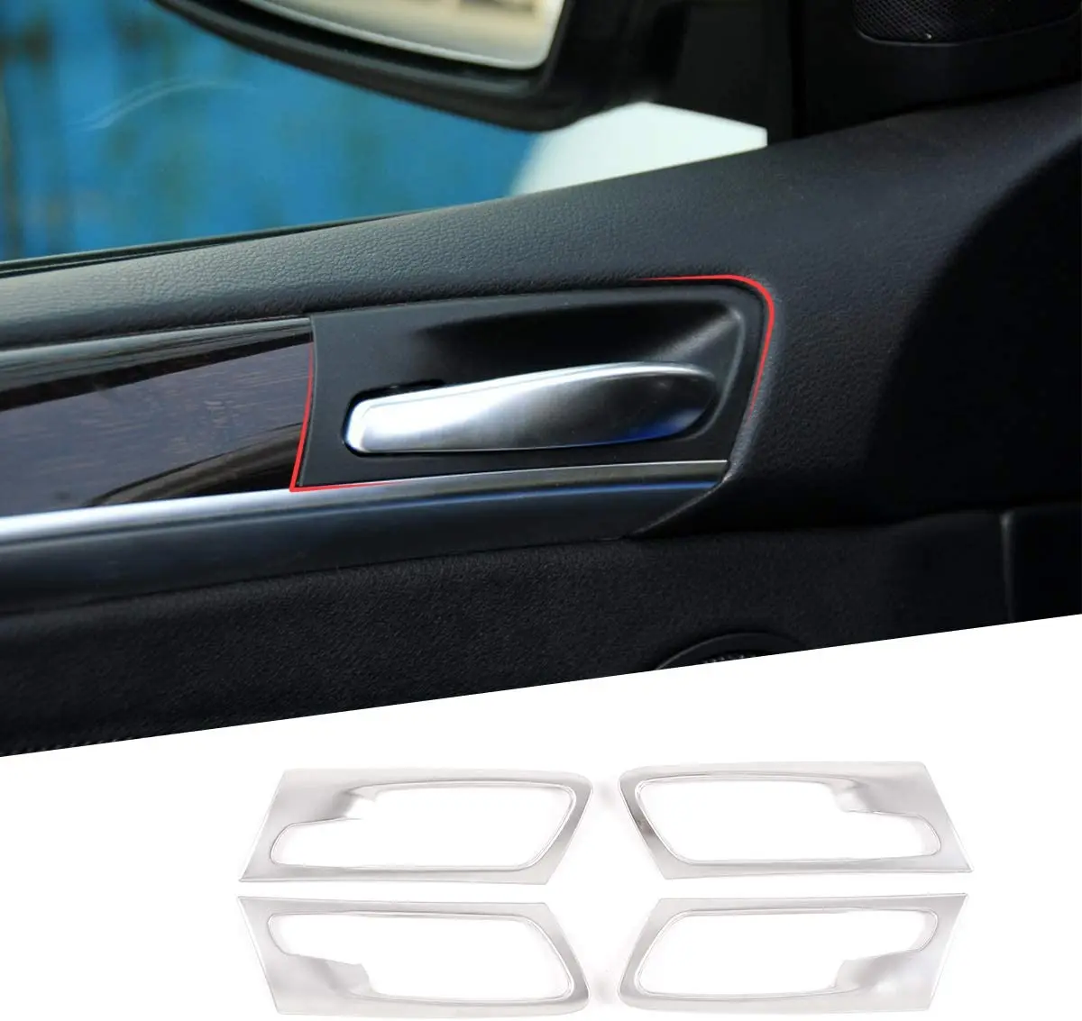 Stainless Steel Silver Car Door Interior Door Handles Cover Trim For BMW X5 X6 E70 E71 2008-2013
Stainless Steel Silver Car Door Interior Door Handles Cover Trim For BMW X5 X6 E70 E71 2008-2013