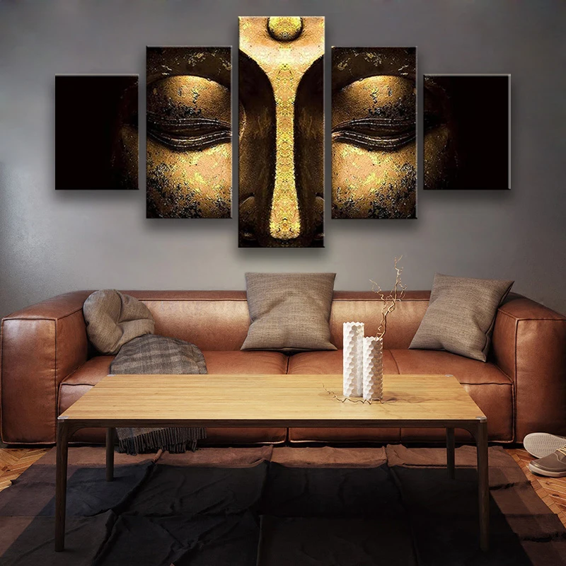 Wall Art Canvas HD Prints Poster Home Decor Pictures 5 Pieces Golden Buddha Peaceful Face Painting Modular Living Room Framework
Wall Art Canvas HD Prints Poster Home Decor Pictures 5 Pieces Golden Buddha Peaceful Face Painting Modular Living Room Framework