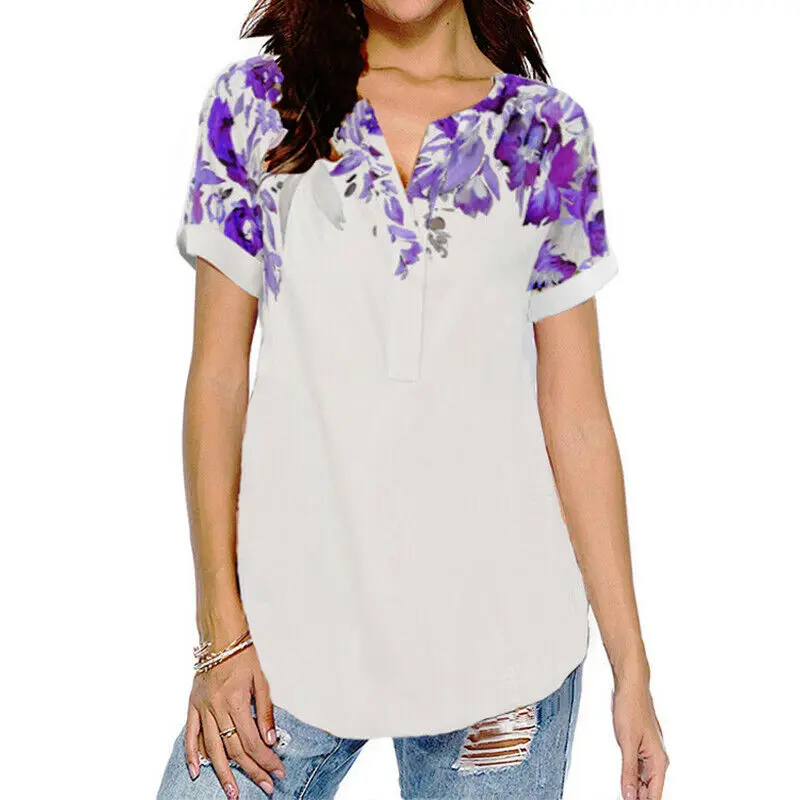 Women V-Neck Loose T-Shirt Blouse Comfy Short Sleeve Casual Printed Tops Summer
Women V-Neck Loose T-Shirt Blouse Comfy Short Sleeve Casual Printed Tops Summer