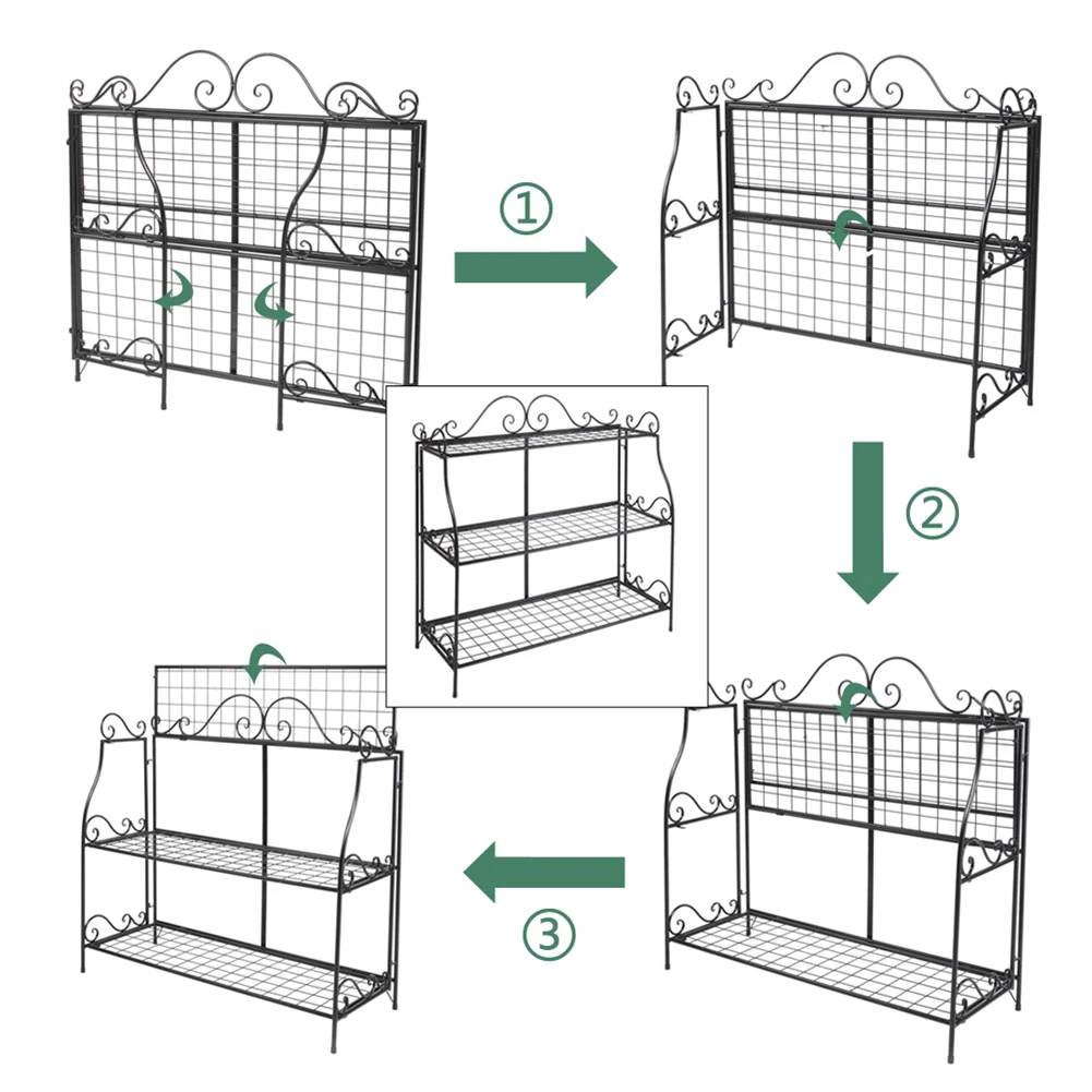 Three Tier Plant Stand Multiple Flower Pot Holder Shelves Planter Rack Storage Organizer Display for Indoor Garden Balcony