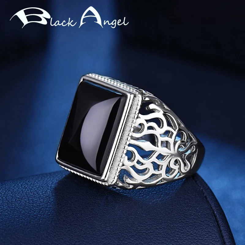 BLACK ANGEL 2020 New Vintage Silver Black Agate Men's Ring Openwork Pattern Zircon Adjustable Ring For Male Fine Jewelry Gift
BLACK ANGEL 2020 New Vintage Silver Black Agate Men's Ring Openwork Pattern Zircon Adjustable Ring For Male Fine Jewelry Gift