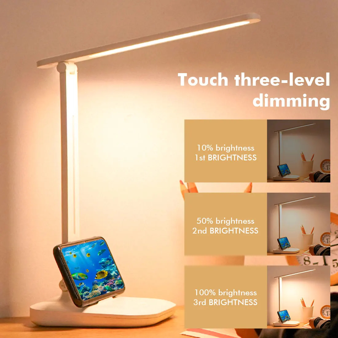 LED Desk Lamp Foldable Three-speed Touch Dimming Table Lamp USB Rechargeable DC5V Beside Reading Night Light Lamp Eye Protection
LED Desk Lamp Foldable Three-speed Touch Dimming Table Lamp USB Rechargeable DC5V Beside Reading Night Light Lamp Eye Protection