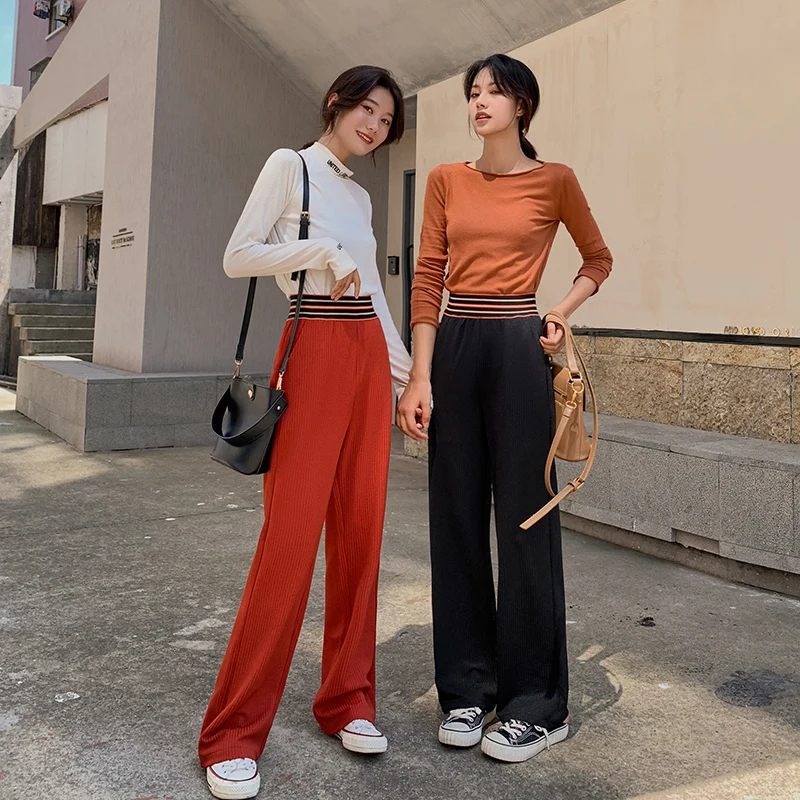 spring autumn Korean students straight pants women Harajuku Knitted wide leg pants women high waist trousers loose casual pants
spring autumn Korean students straight pants women Harajuku Knitted wide leg pants women high waist trousers loose casual pants