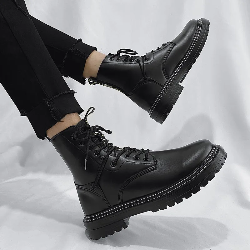 Men PU Leather Boots 2021 Fashion High-top PU Leather Shoes Autumn Winter Ankle Boots Men Martin Boots Plus Size 44
Men PU Leather Boots 2021 Fashion High-top PU Leather Shoes Autumn Winter Ankle Boots Men Martin Boots Plus Size 44