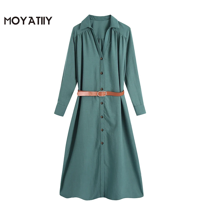 MOYATIIY Women 2022 Fashion with Belt Green Shirt Dress Vintage Office Ladies Long Sleeve Dresses Long Sleeve Femmale Vestidos
MOYATIIY Women 2022 Fashion with Belt Green Shirt Dress Vintage Office Ladies Long Sleeve Dresses Long Sleeve Femmale Vestidos