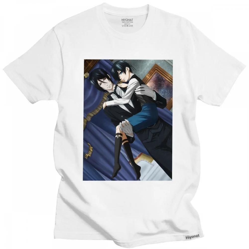 Футболка с изображением черного Батлера, себастьев, себастьев, небеса, Phantomhive, Мужская футболка с коротким рукавом Kuroshitsuji, аниме футболка с принтом манги, хлопковый топ
Футболка с изображением черного Батлера, себастьев, себастьев, небеса, Phantomhive, Мужская футболка с коротким рукавом Kuroshitsuji, аниме футболка с принтом манги, хлопковый топ