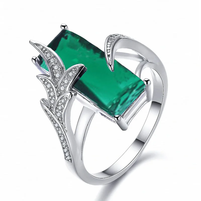 Elegant Silver Color Big Green Rectangle Shaped Crystal Ring Inlaid Shiny AAA CZ Rhinestone for Women Party Jewelry
Elegant Silver Color Big Green Rectangle Shaped Crystal Ring Inlaid Shiny AAA CZ Rhinestone for Women Party Jewelry