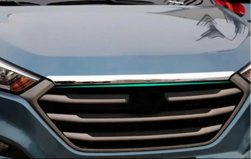Подходит для Hyundai Tucson 2015 2016 2017 Хром Передняя капот Гриль губы рельефная Накладка