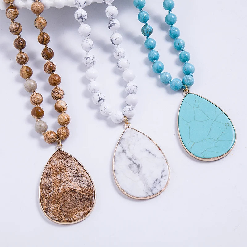 8mm Picture Jaspers, Howlite, Turquoise Beads Knotted Necklace Meditation Yoga Jewelry 108 Japamala Rosary Natural Stone Pendant
8mm Picture Jaspers, Howlite, Turquoise Beads Knotted Necklace Meditation Yoga Jewelry 108 Japamala Rosary Natural Stone Pendant