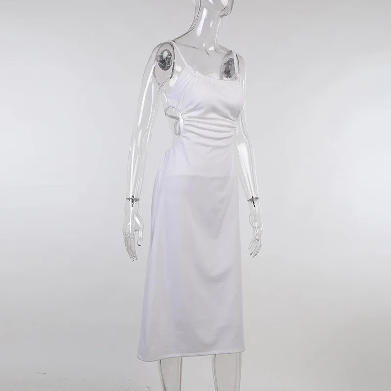 2021 New Style Hollow Out Dress For Women Solid Color One Line Collar Slim Sling Mid Length Backless Dress ZA Zaraing-Style 
2021 New Style Hollow Out Dress For Women Solid Color One Line Collar Slim Sling Mid Length Backless Dress ZA Zaraing-Style