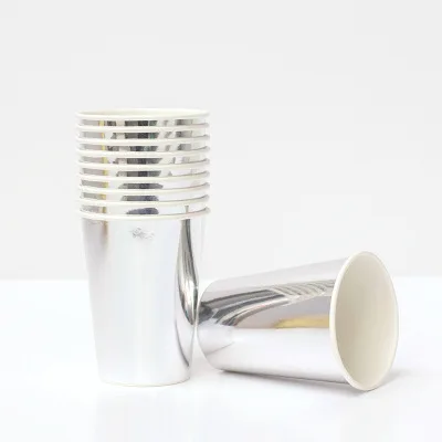 10pcs/lot Drink Silver Paper Cup 230ml Birthday Dessert Table Anniversaire Home Dcoration Supplies Disposable Tableware
10pcs/lot Drink Silver Paper Cup 230ml Birthday Dessert Table Anniversaire Home Dcoration Supplies Disposable Tableware