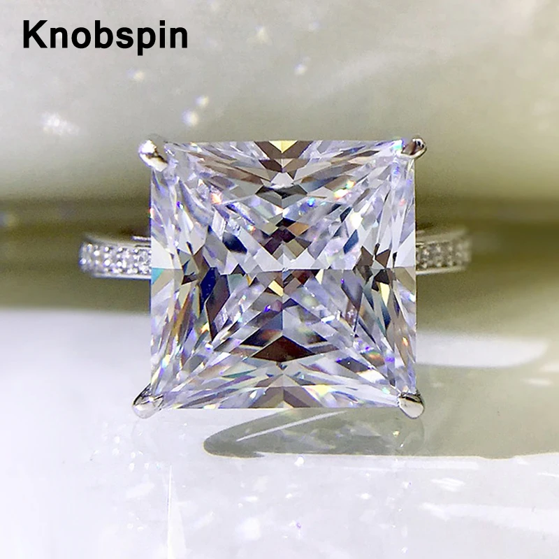 Knobspin Classic 100% 925 Sterling Silver Square 12*12mm Sparkling Full High Carbon Diamond Rings For Women Wedding Fine Jewelry
Knobspin Classic 100% 925 Sterling Silver Square 12*12mm Sparkling Full High Carbon Diamond Rings For Women Wedding Fine Jewelry