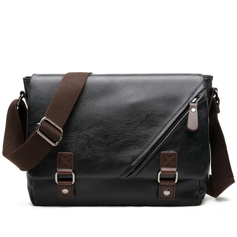 

Men's Shoulder Bag PU Leather Office Computer Bags Fashion Briefcase Satchel Male Messenger Pack Large Capacity Sling Packs Man