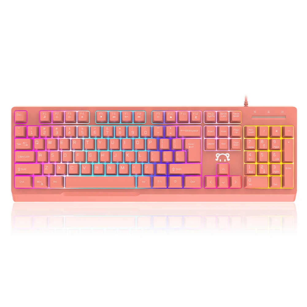 Girly Pink Mechanical Gaming Keyboard 104 Keys USB Wired Gamer Keyboard RGB Backlight Mechanical Keyboard for PC Laptop Computer
Girly Pink Mechanical Gaming Keyboard 104 Keys USB Wired Gamer Keyboard RGB Backlight Mechanical Keyboard for PC Laptop Computer