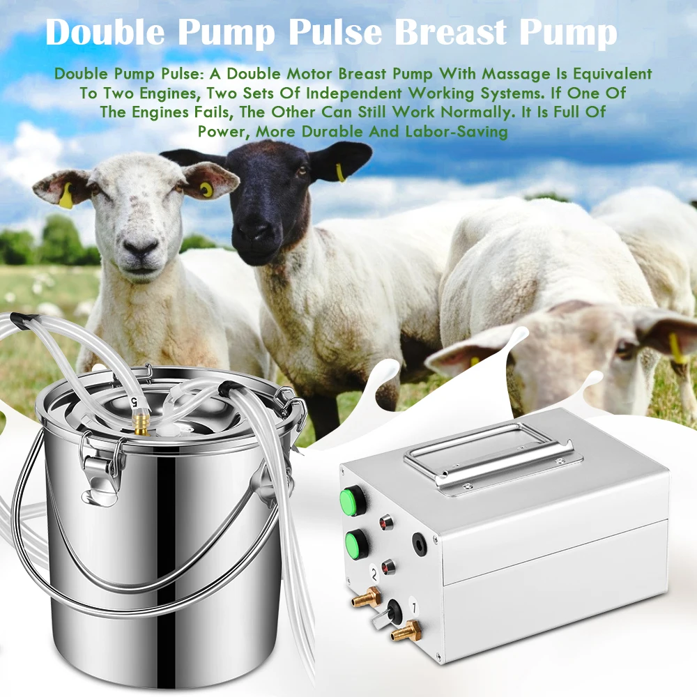 Double Pump Pulse Electric Milking Machine For Goat Milking Machine Stainless Steel Vacuum Pump Bucket Farm Goat Milker
Double Pump Pulse Electric Milking Machine For Goat Milking Machine Stainless Steel Vacuum Pump Bucket Farm Goat Milker
