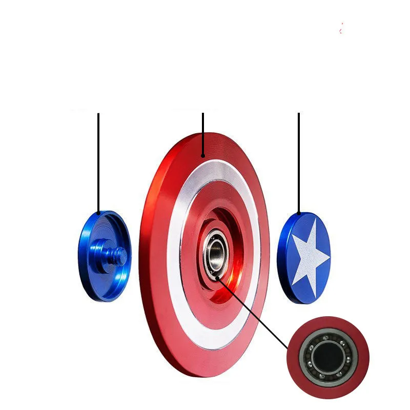 

New Round American Captain Fingertip Gyro Shield Alloy Gyro Spinner Decompression Toy Fidget Spinner Hobbies for Adults