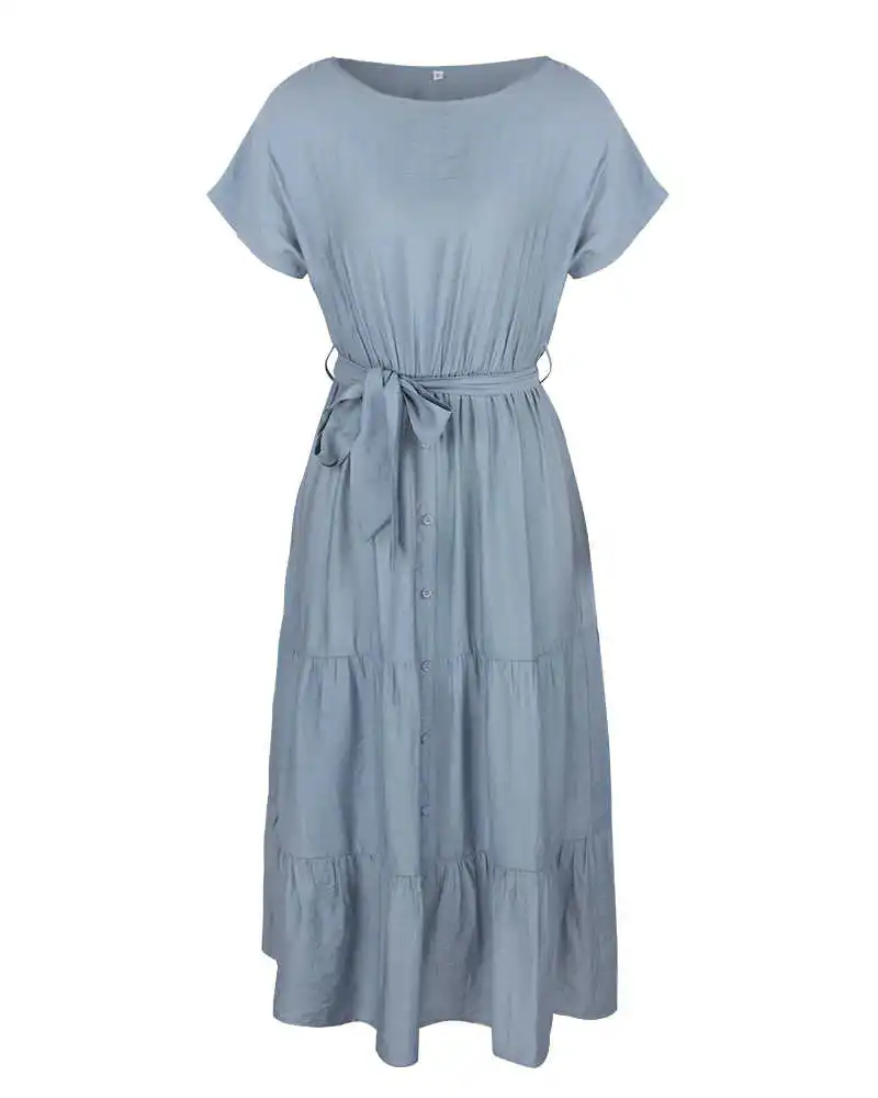 Summer Bandage Dress Women Fashion Butterfly Sleeve Sash A-Line Midi Dress Solid High Waist Elegant Dresses For Women
Summer Bandage Dress Women Fashion Butterfly Sleeve Sash A-Line Midi Dress Solid High Waist Elegant Dresses For Women