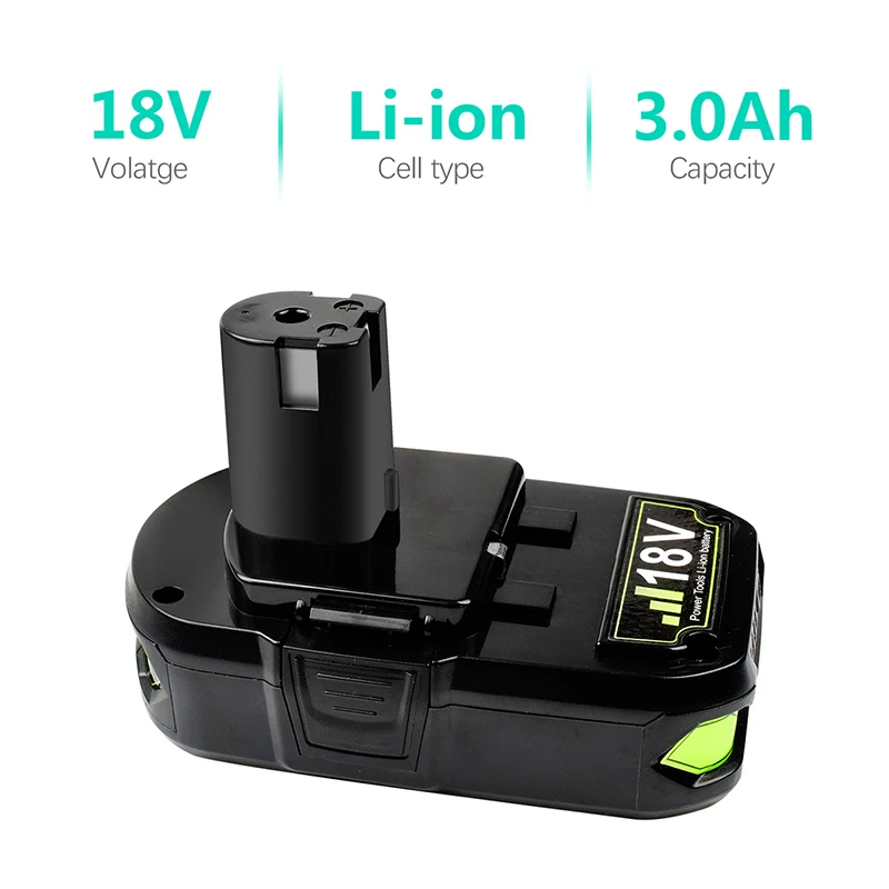 Battool Rechargeable 18V 3000mAh P107 Lithium Battery Replacement For Ryobi P104 P105 P102 P103 P107 Cordless Li-ion Battery
Battool Rechargeable 18V 3000mAh P107 Lithium Battery Replacement For Ryobi P104 P105 P102 P103 P107 Cordless Li-ion Battery