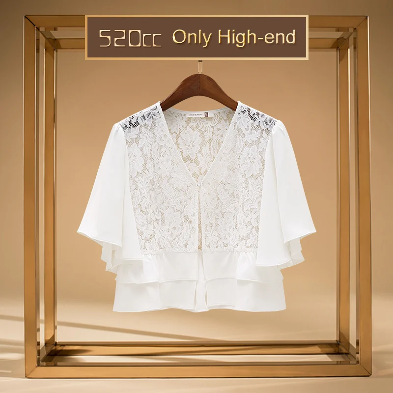 520CC Summer Chiffon Lace Cardigan Open Front Short Women' Ruffles V Neck White Crop Coat Jacket Elegant Ladies Cape Clothing
520CC Summer Chiffon Lace Cardigan Open Front Short Women' Ruffles V Neck White Crop Coat Jacket Elegant Ladies Cape Clothing
