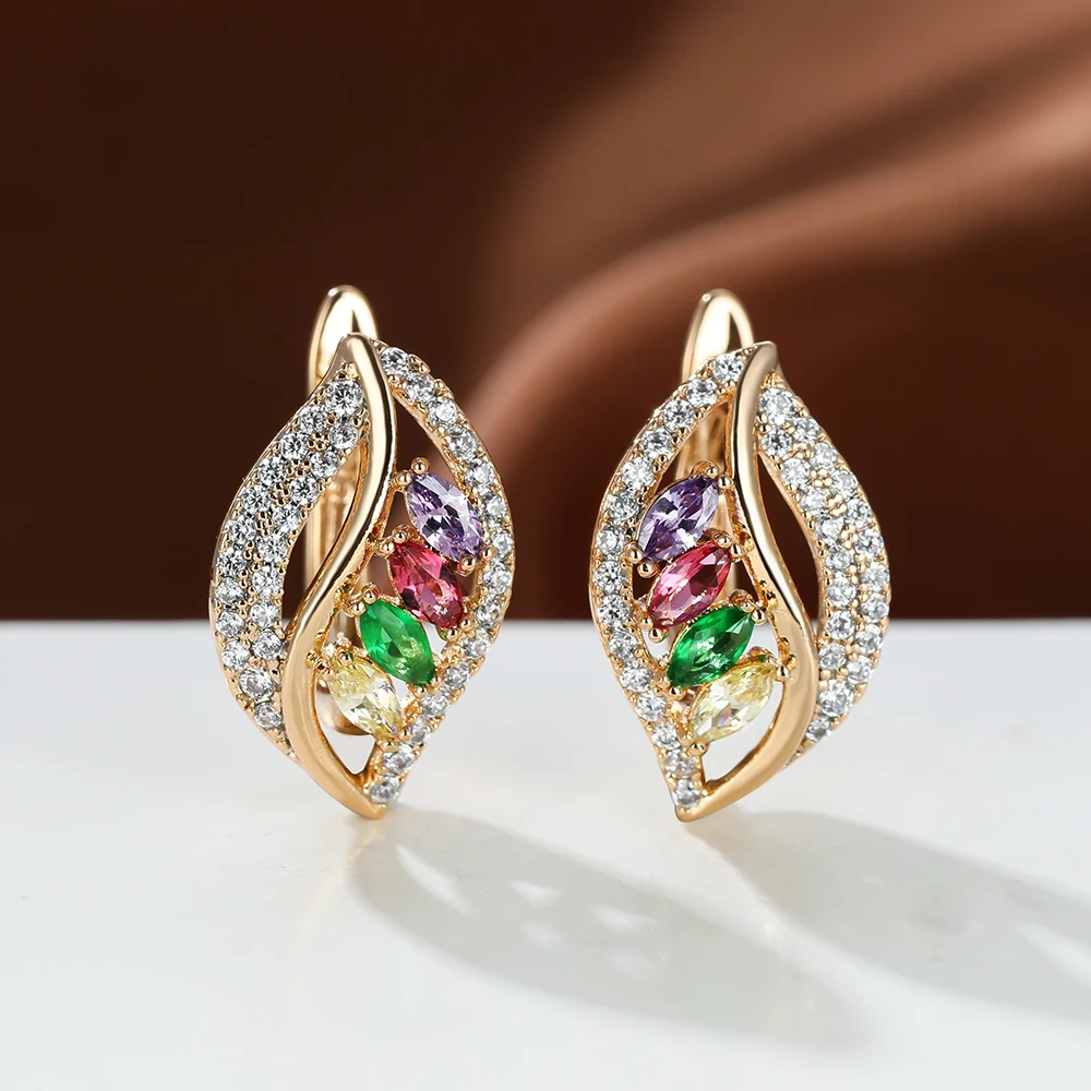 Cute Rainbow Crystal Leaf Earrings for Women Multicolor Zircon Hollow Gold Stud Earrings Ear Buckle Female Jewelry Birthday Gift
Cute Rainbow Crystal Leaf Earrings for Women Multicolor Zircon Hollow Gold Stud Earrings Ear Buckle Female Jewelry Birthday Gift